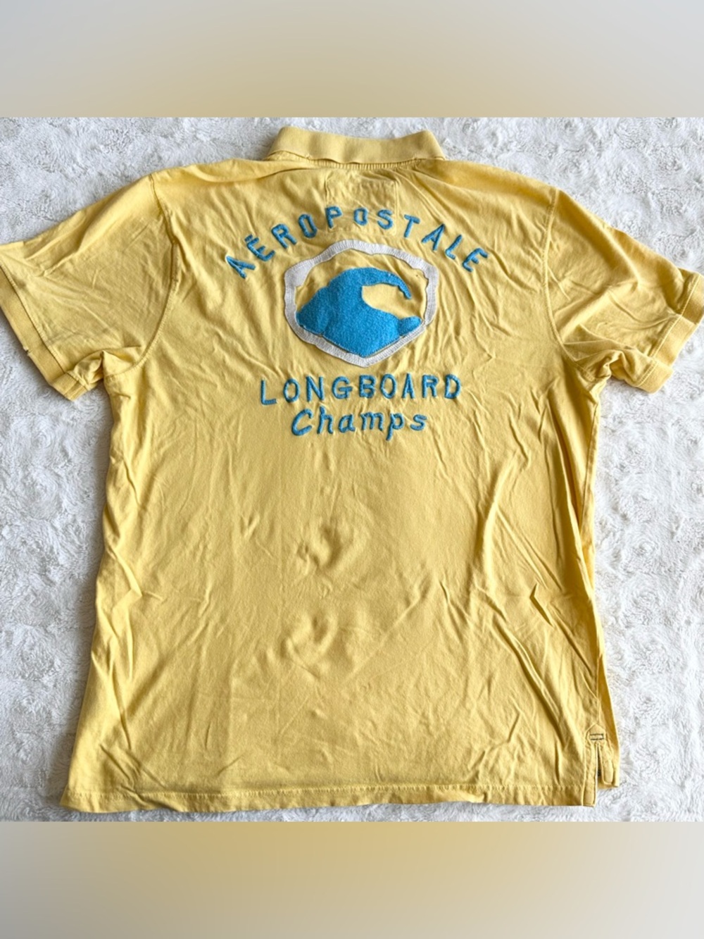 Aeropostale Polo Shirt Mens XL Yellow Surfer Longboard Beach Wave California Y2K
